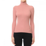 Women's Turtleneck Long Sleeve Ribbed Sweater Top