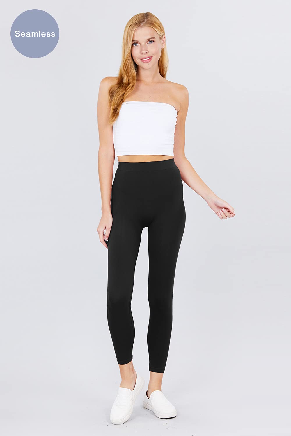 Khanomak Women's High Rise Elastic Waist Seamless Leggings