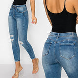 Womens-High Rise Distressed Push up Booty Ankle length Skinny Jeans