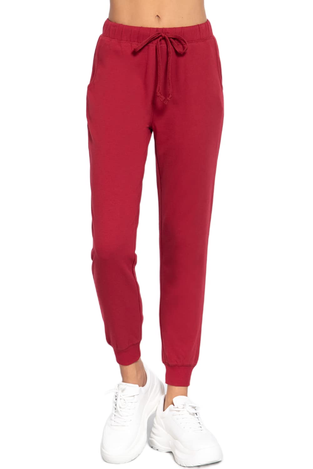 Khanomak Plain Long Drawstring Waist Front Pockets French Terry Joggers1