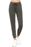 Plain Long Drawstring Waist Front Pockets French Terry Joggers