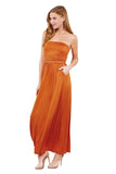 Women Strapless Off Shoulder Tube Sleeveless Long Casual Pocket Maxi Dress