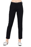 Women Woven Black Pant with Belt Ankle Length Slim Fit Side Pockets - Small