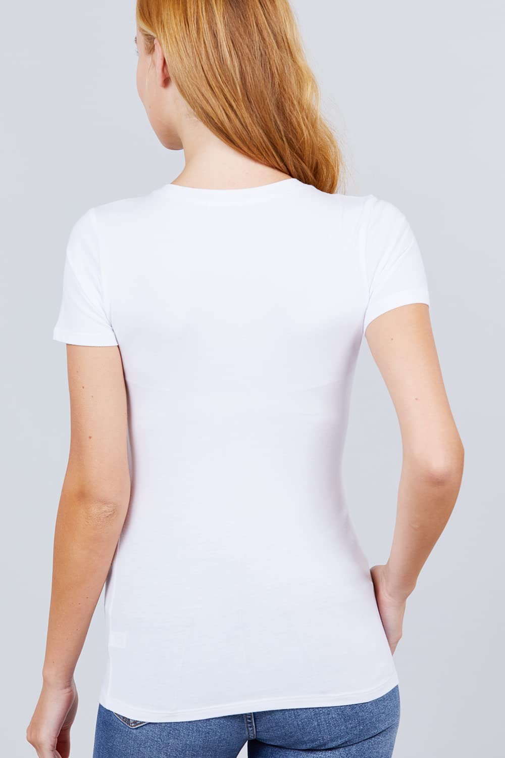 Khanomak Women's Short Sleeves Crew Neck Cotton Spandex Jersey Top