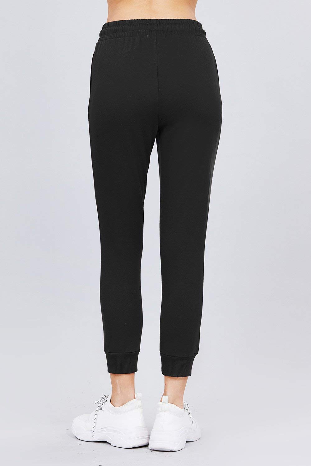 Women's Active Yoga French Terry Black Sweatpants Workout Joggers Pants