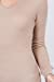 Cotton Blend Thermal V Neck Knit Top for Women Long Sleeves Khaki