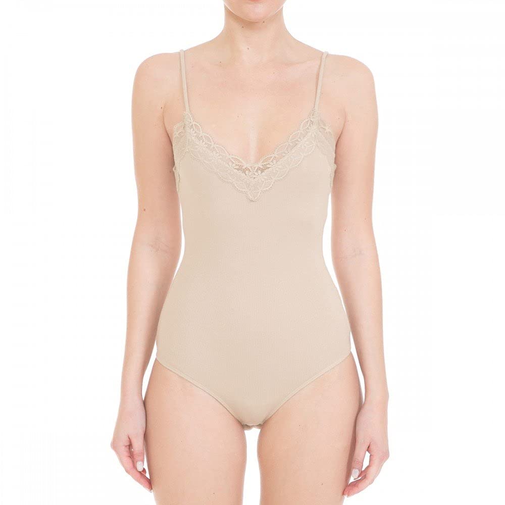 Women's Ribbed Lace Trimmed Camisole Tank Top Bodysuit