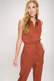 Tencel Sleeveless Jumpsuit with Cargo Pockets