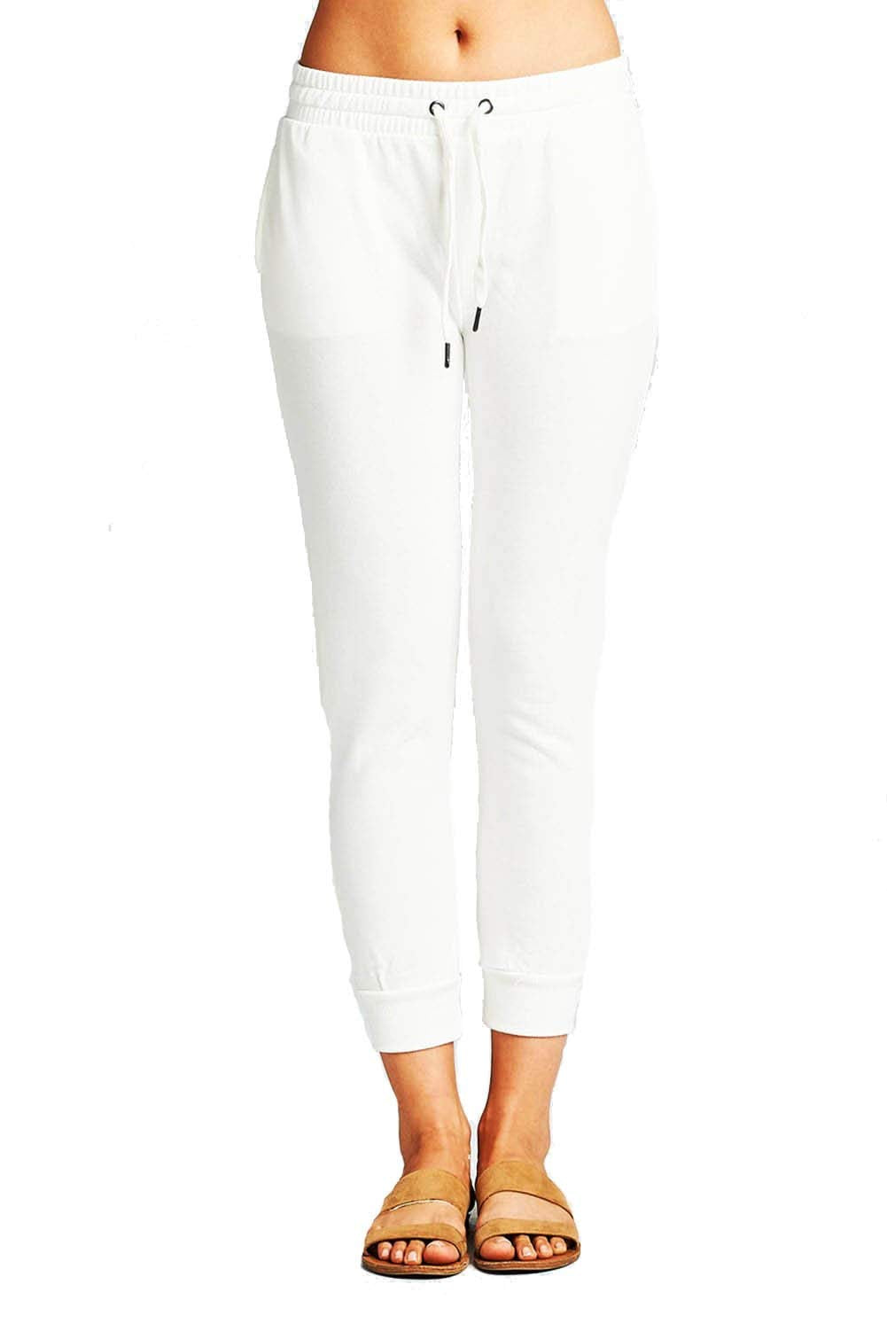 Women's Active Yoga French Terry Black Sweatpants Workout Joggers Pants