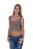 Hollywood Star Fashion Women's Plain Seamless Sleevless Stretch Cropped Tank Top