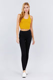 Womens-Basic Cropped Scoop Neck Tank Top