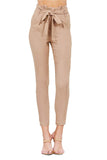 Women's Belted High Waisted Pegged Stretch Pants