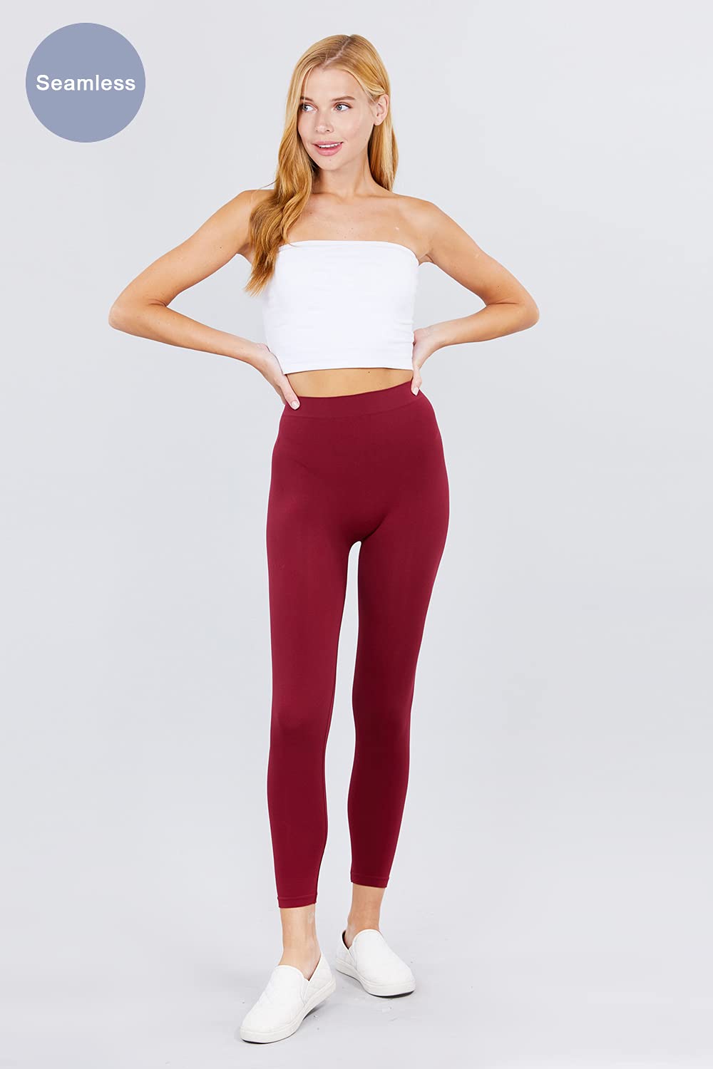 Khanomak Women's High Rise Elastic Waist Seamless Leggings