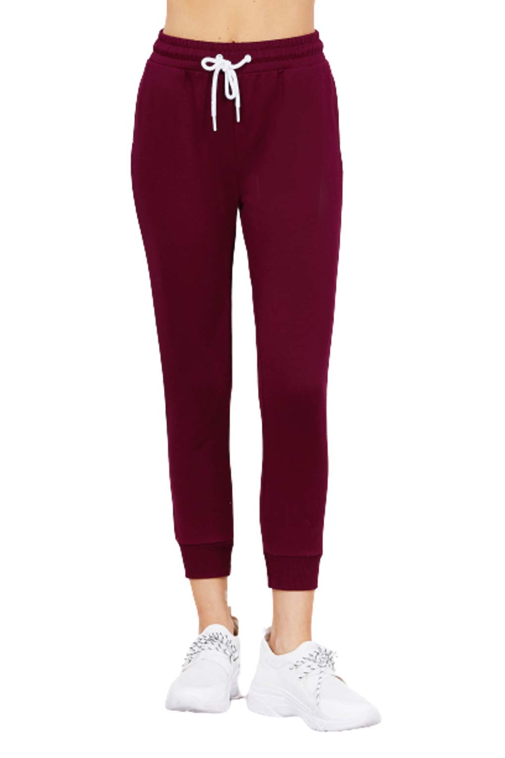 Women's Active Yoga French Terry Black Sweatpants Workout Joggers Pants