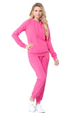Women Casual Pullover Drawstring Kangaroo Pocket Hooded Sweatshirt Bubblegum Pink