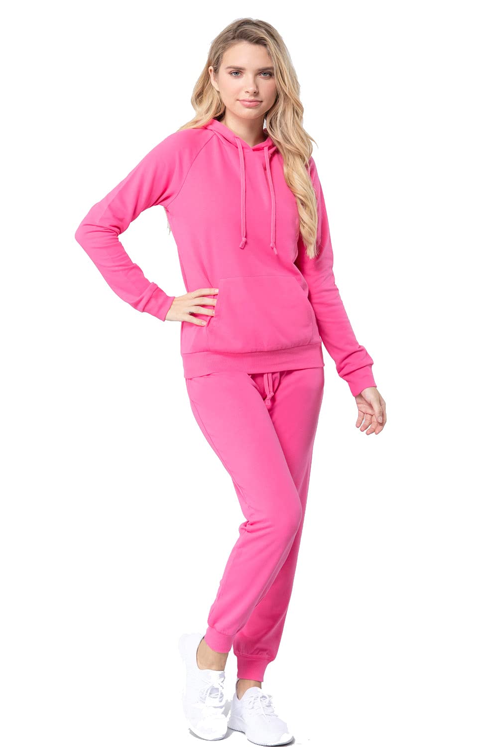 Khanomak Plain Casual Long Sleeve Pullover Drawstring Hoodie Kangaroo Front Pocket Sweatshirt