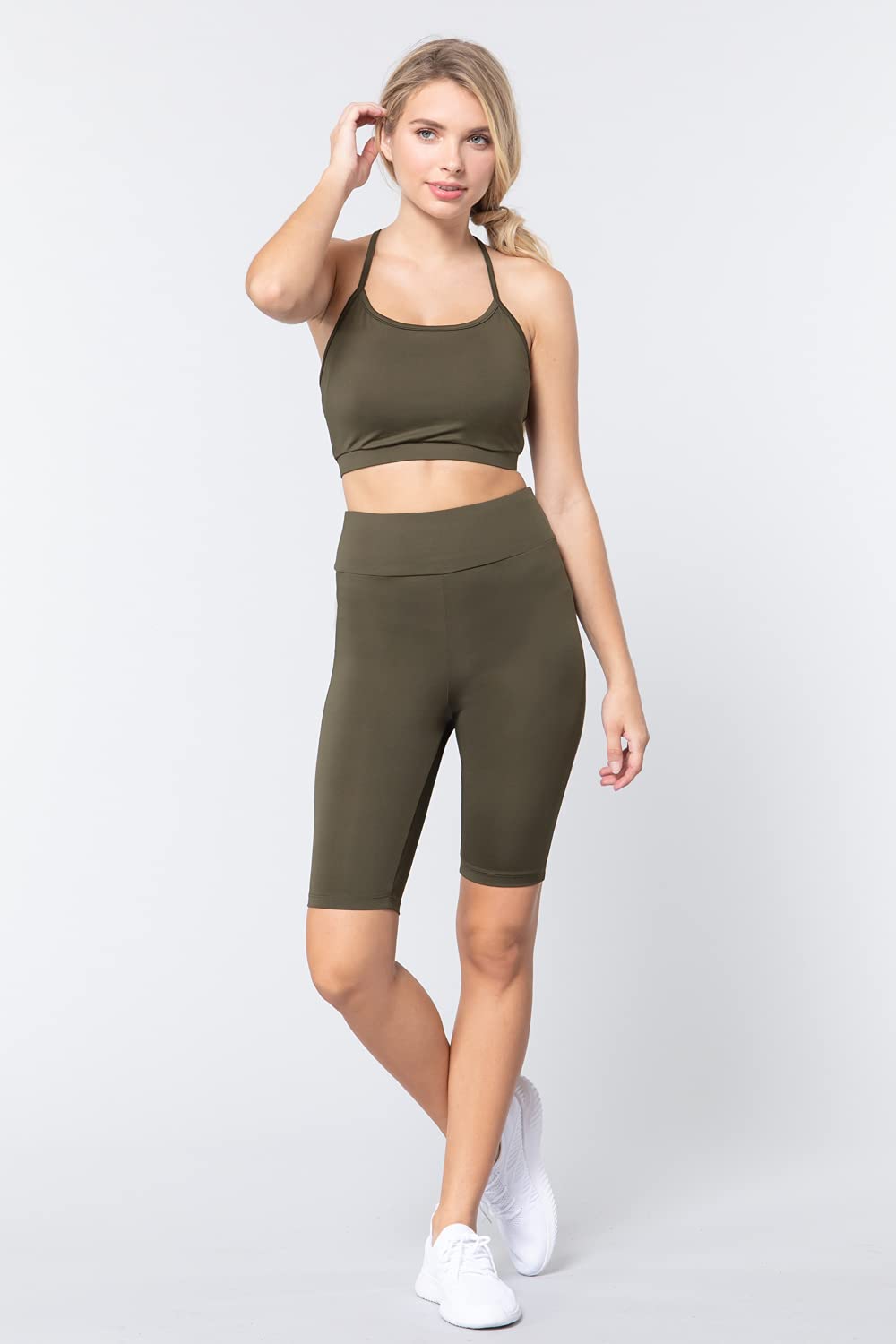 Khanomak Women's Biker High Waist Yoga Workout Shorts