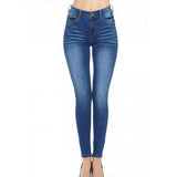 Women's High Rise Skinny 5-Pocket 3D Whiskers Light Denim Jeans Pants