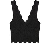 Women's Crop Top with V-Neckline and Wide Straps Sexy Lace Crop Top