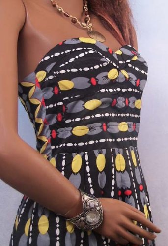 New Sexy Unique Print Mid Corset Strapless Tube Dress