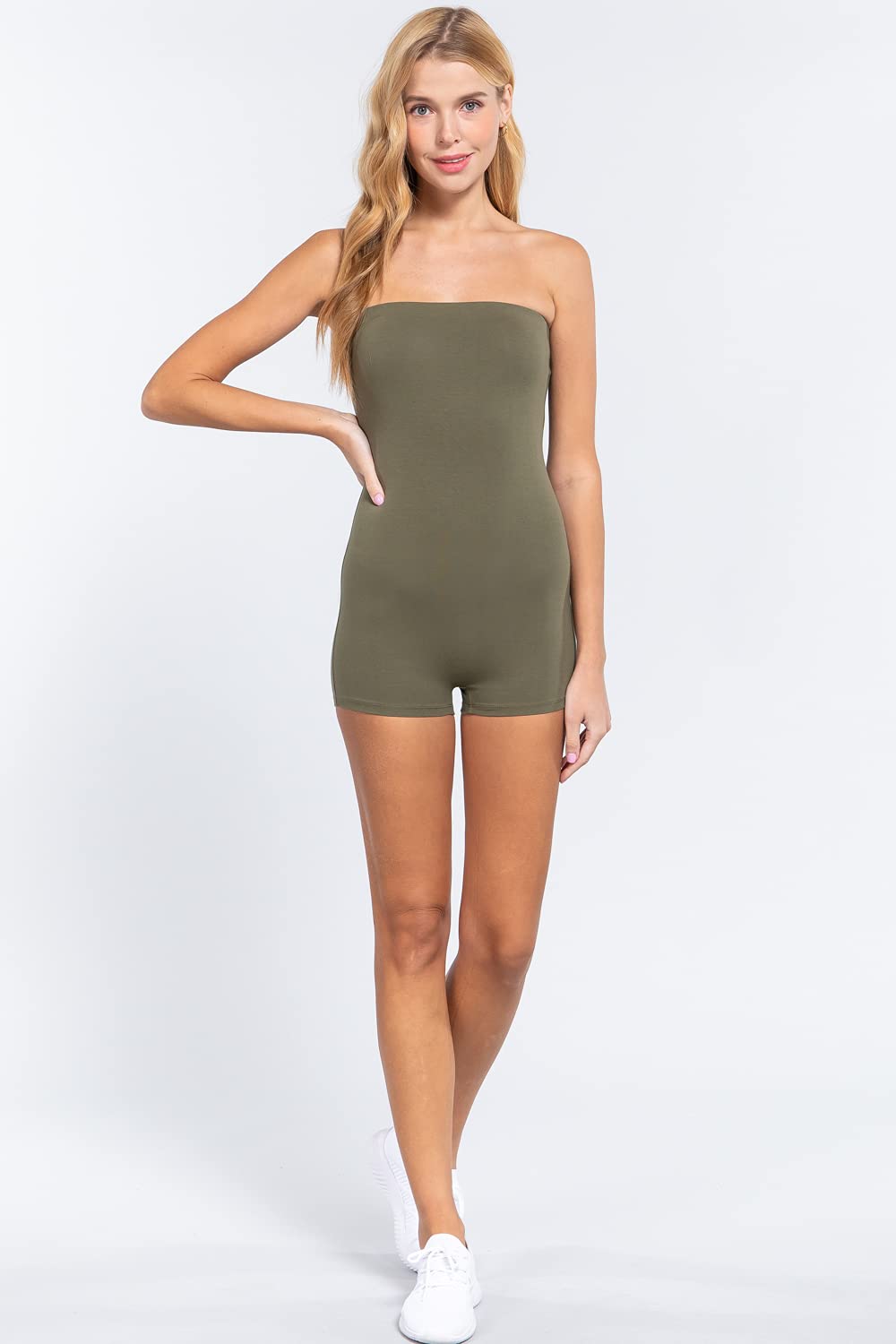 Women's Sexy Strapless Tube Bodycon Romper One Piece Jumpsuit