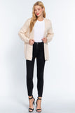 Women's Long Sleeve Open Front Cable Sweater Cardigan