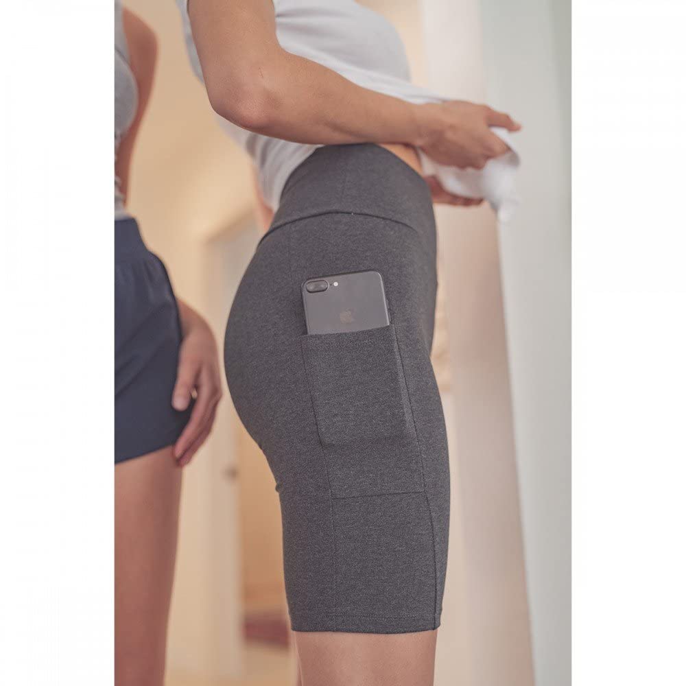 Khanomak Women's High Waist Stretchy Bike Shorts with Pockets