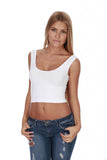 Hollywood Star Fashion Women's Plain Seamless Sleevless Stretch Cropped Tank Top