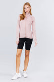 Women's Long Sleeve Zip Up Athletic Wear Sweater Work Out Jacket Light Pink Medium