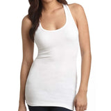 Women's Long Ribbed Rib Racerback Tank Top Cotton Stretch Quality Tunic Basic (Medium, Heather Salmon)