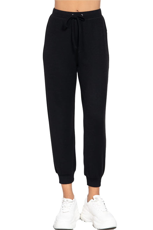 Women's  Waist String Detail Hacci Long Pants