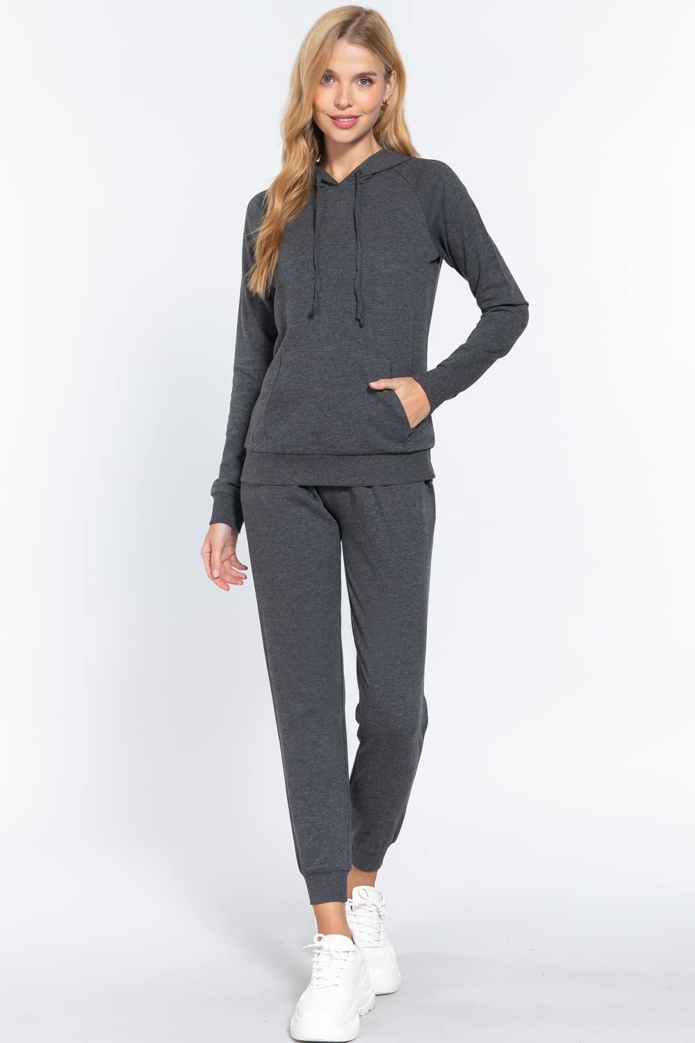 Khanomak Plain Long Drawstring Waist Front Pockets French Terry Joggers1