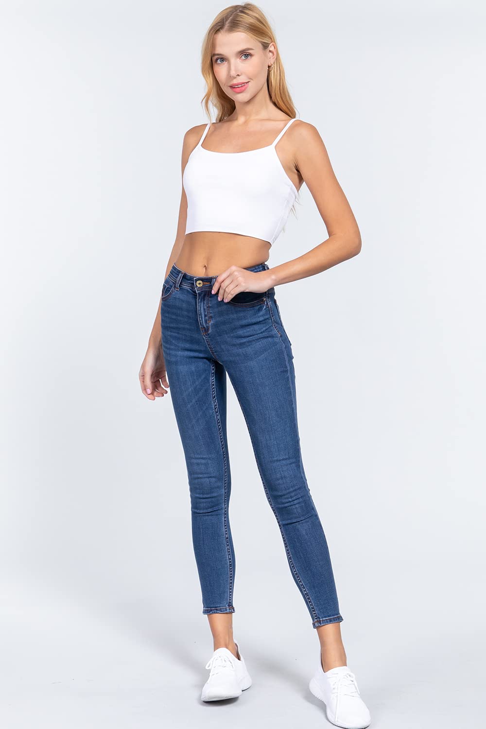 Women's Basic Cropped Spaghetti Strap Tank Top