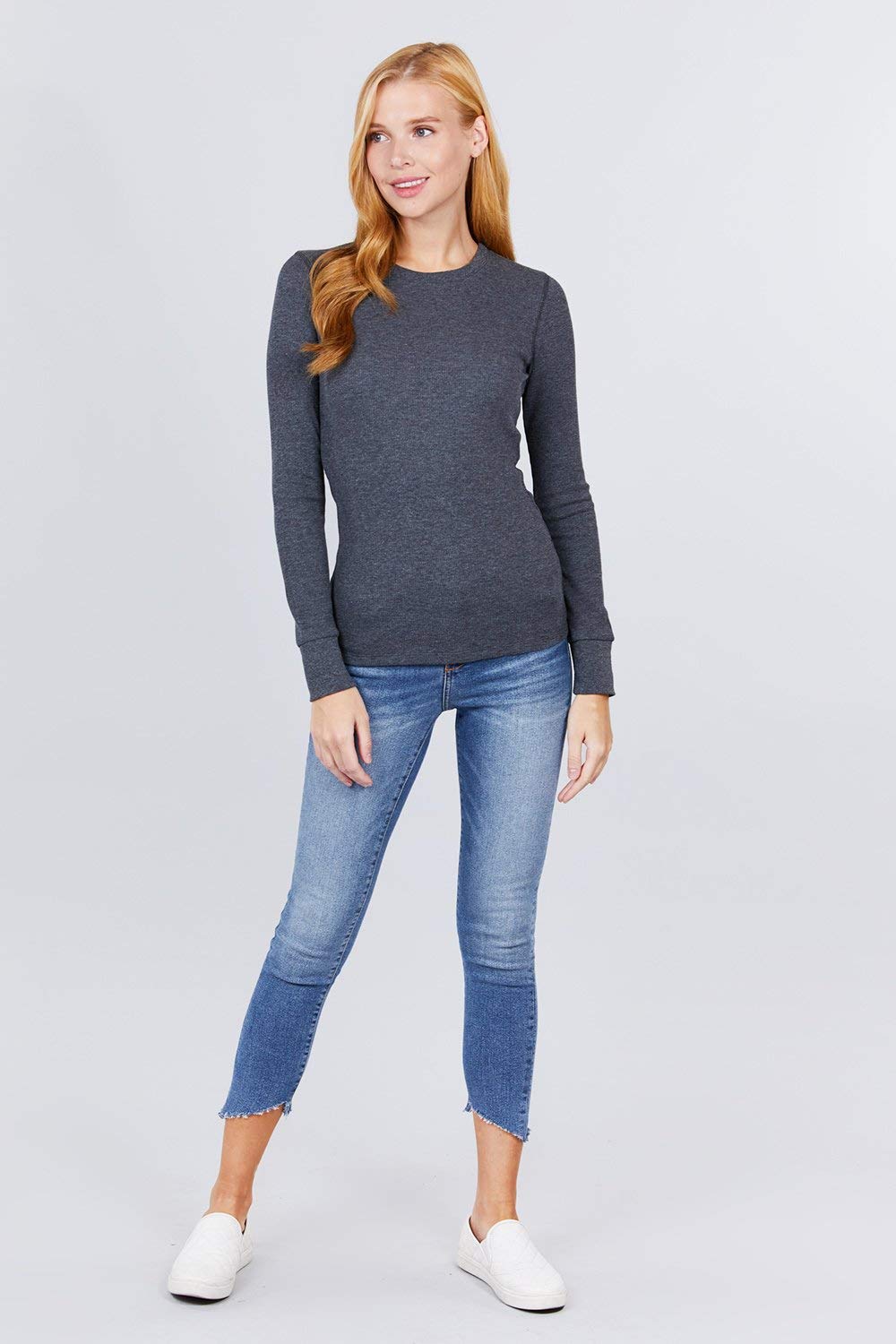 Khanomak Women's Long Sleeve Crewneck Thermal Top Shirt