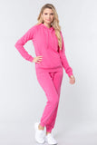 Women Casual Pullover Drawstring Kangaroo Pocket Hooded Sweatshirt Bubblegum Pink
