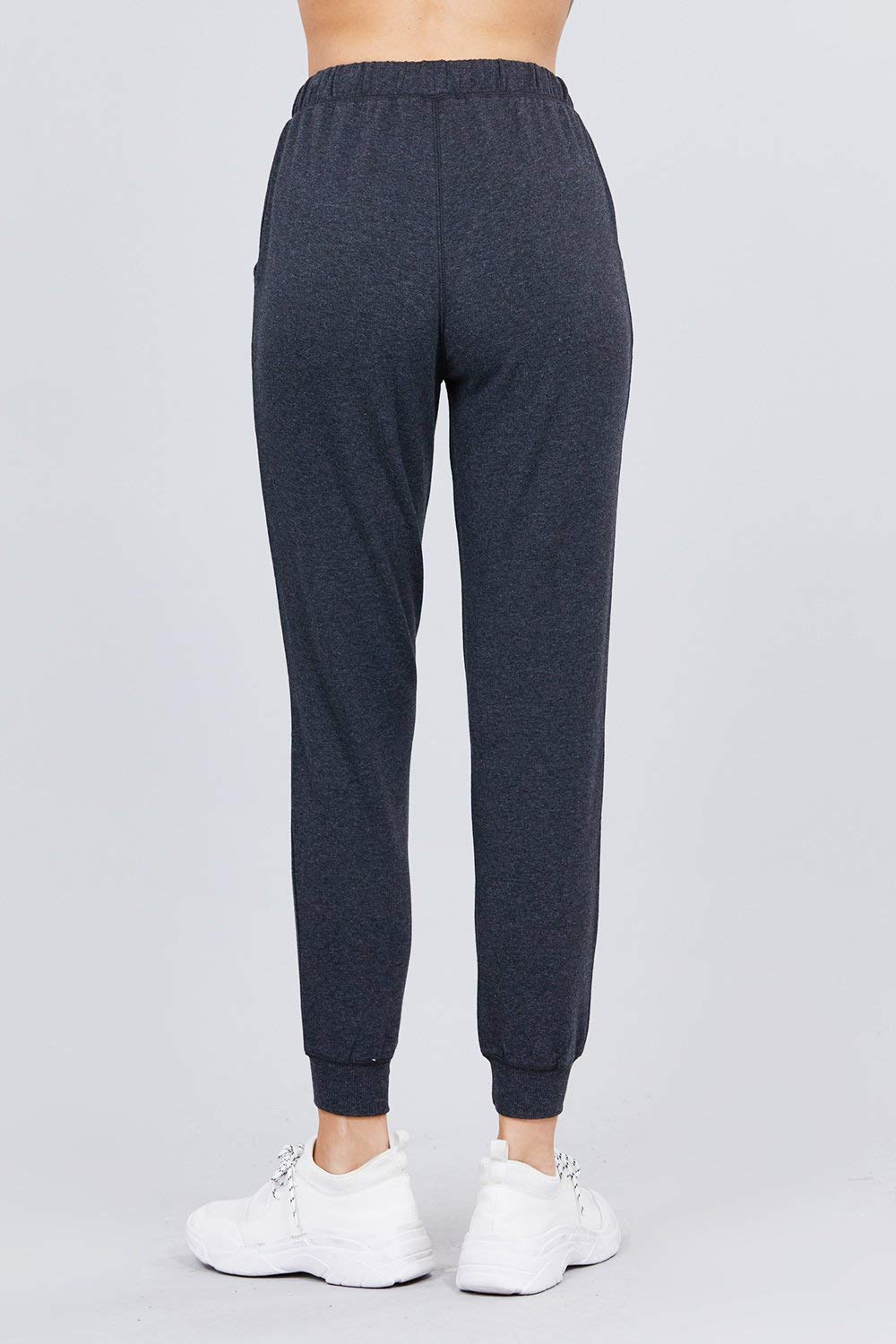 Khanomak Plain Long Drawstring Waist Front Pockets French Terry Joggers1