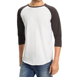 Men's Plain Baseball Athletic 3/4 Sleeve 100% Cotton Tee Shirt (Charcoal/White)