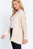 Women's Long Sleeve Open Front Cable Sweater Cardigan