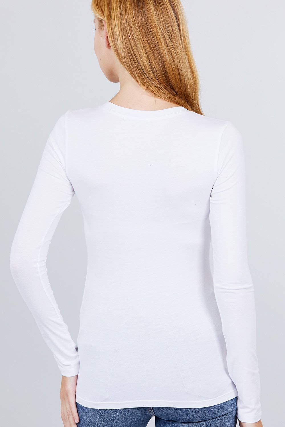 Women's Basic Long Sleeve V Neck T-Shirt Cotton Tee Top