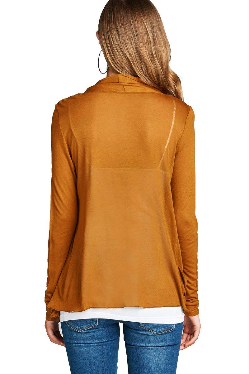 Light Weight Flyaway Cardigan Shawl Collar Shrug with Drape Pockets Cardi Plus Size