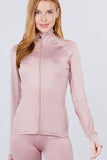 Women's Long Sleeve Zip Up Athletic Wear Sweater Work Out Jacket Light Pink Small