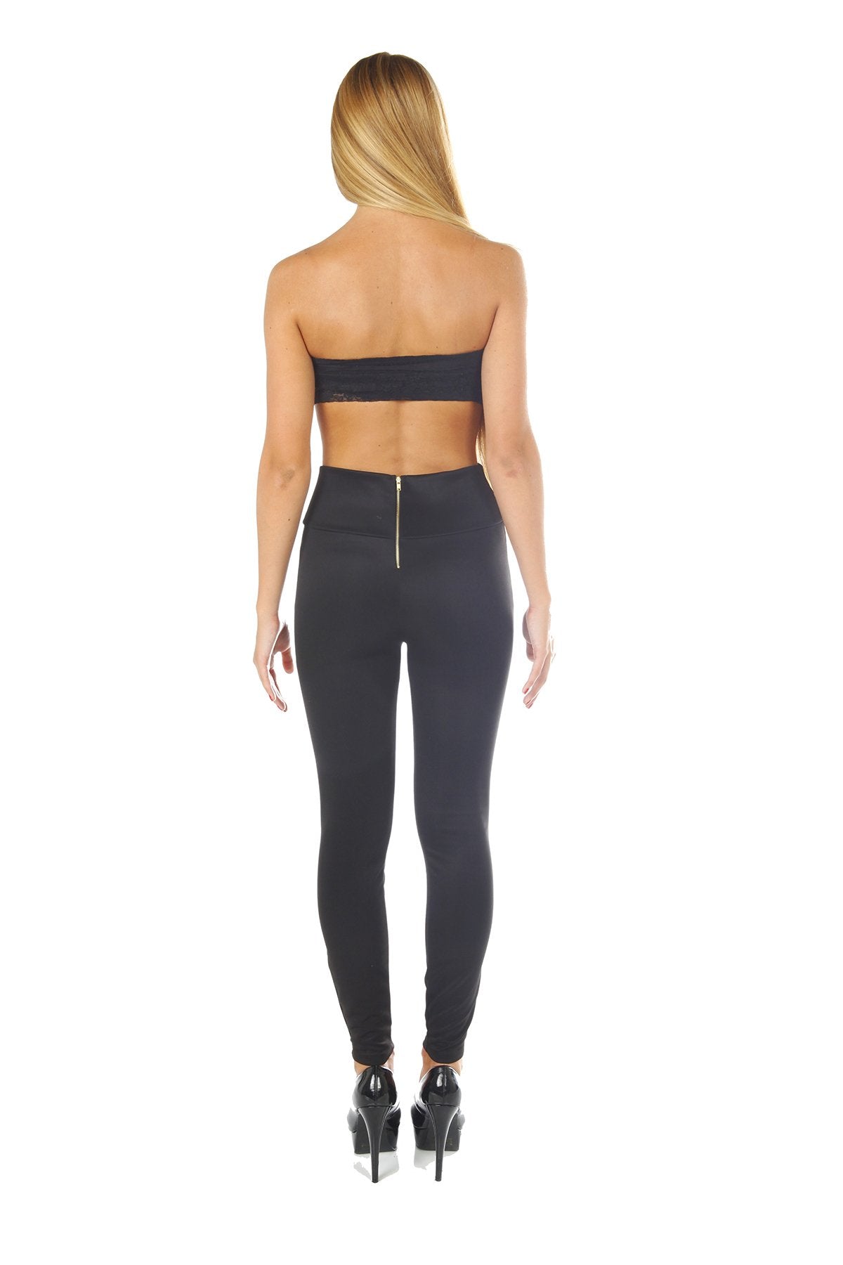 Hollywood Star Fashion High Waisted Back Zip Up Semi Stretch Jeggins Leggings Dress Pants