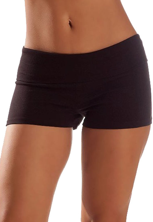 Hollywood Star Fashion Waist Band Contrast Yoga Fold Over Shorts0