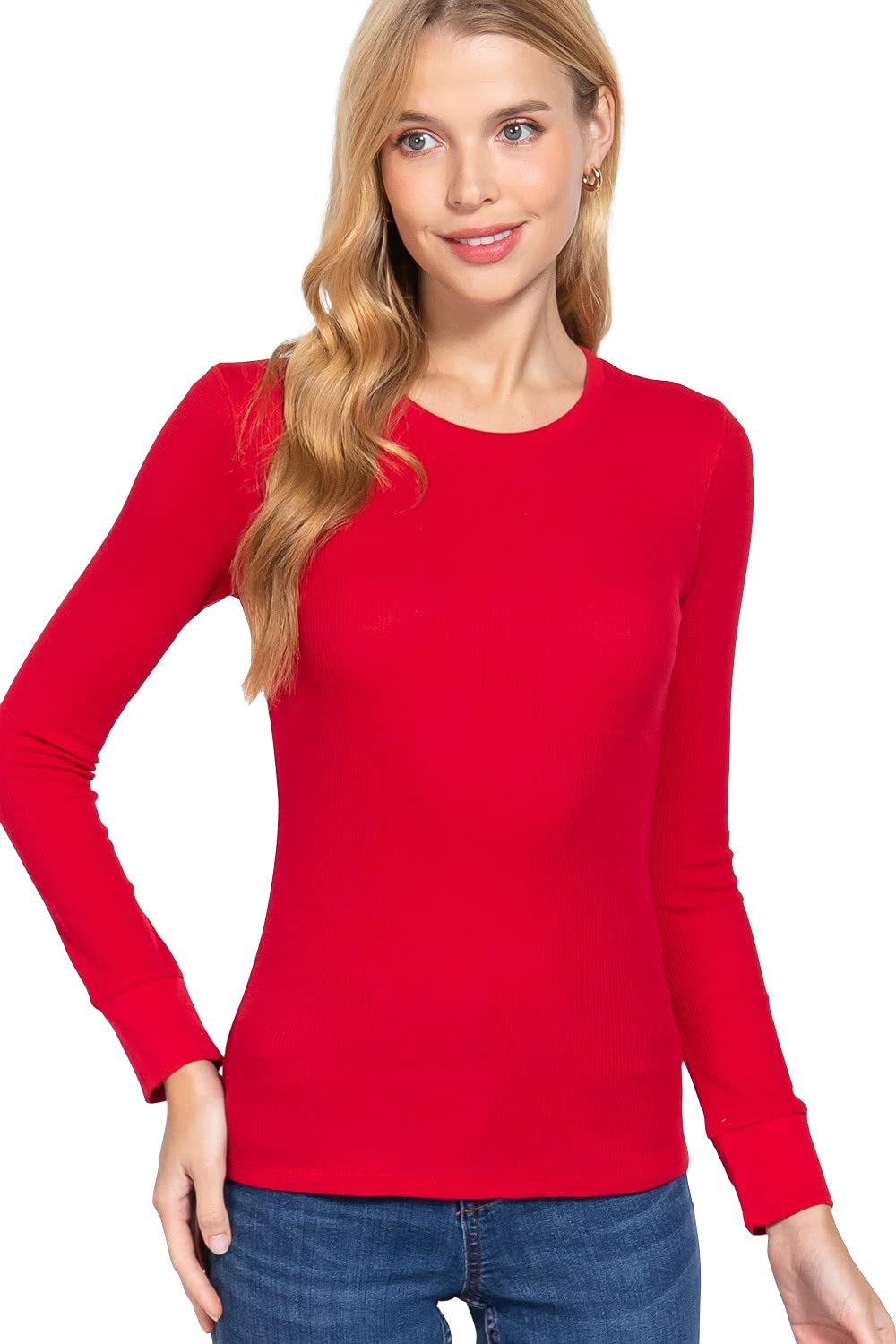 Women's Long Sleeve Crew Neck Long Puff Sleeve Top