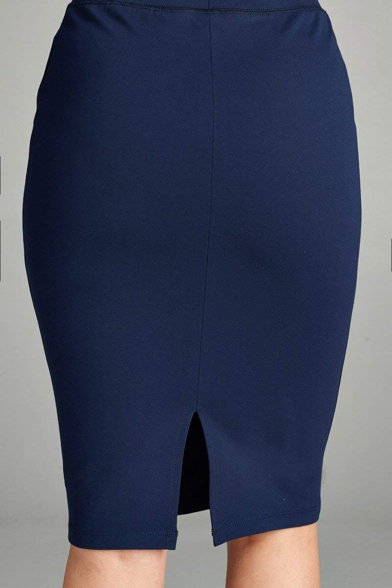 Khanomak Women's High Rise Basic Long Bodycon Pencil Back Slit Skirt