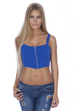 Hollywood Star Fashion Women's Sexy Front Zipper Bustier Crop Top with Straps