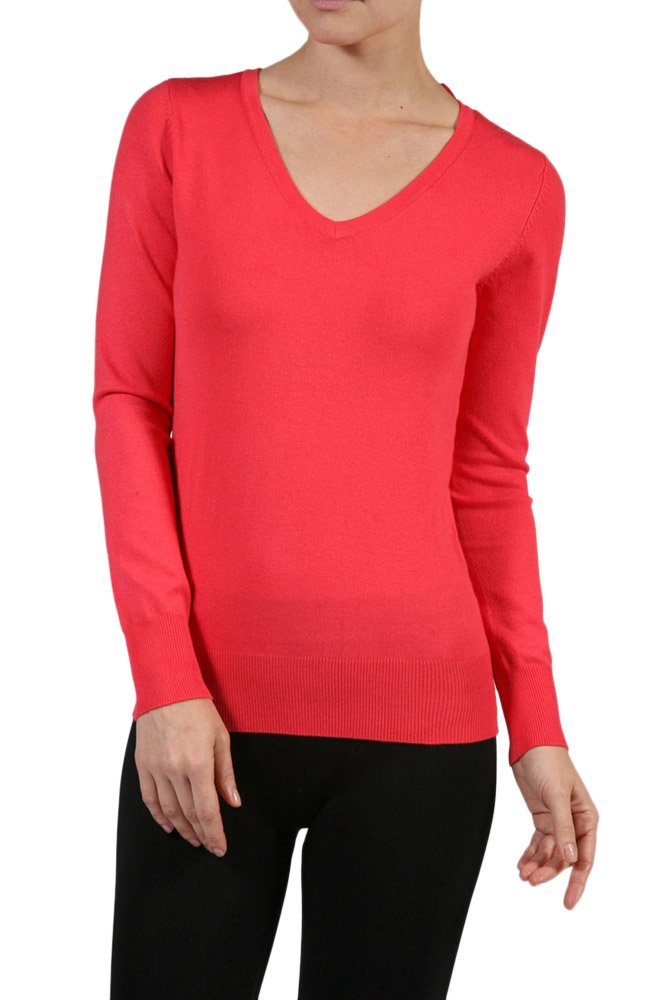 Hollywood Star Fashion Long Sleeve V Neck Knit Sweater