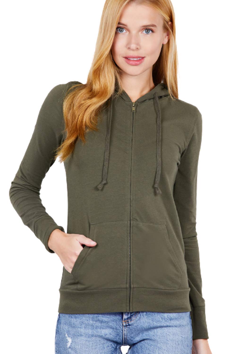 Women Full Sleeve Outerwear Zip Up Hoodie Casual Sweatshirt Jacket