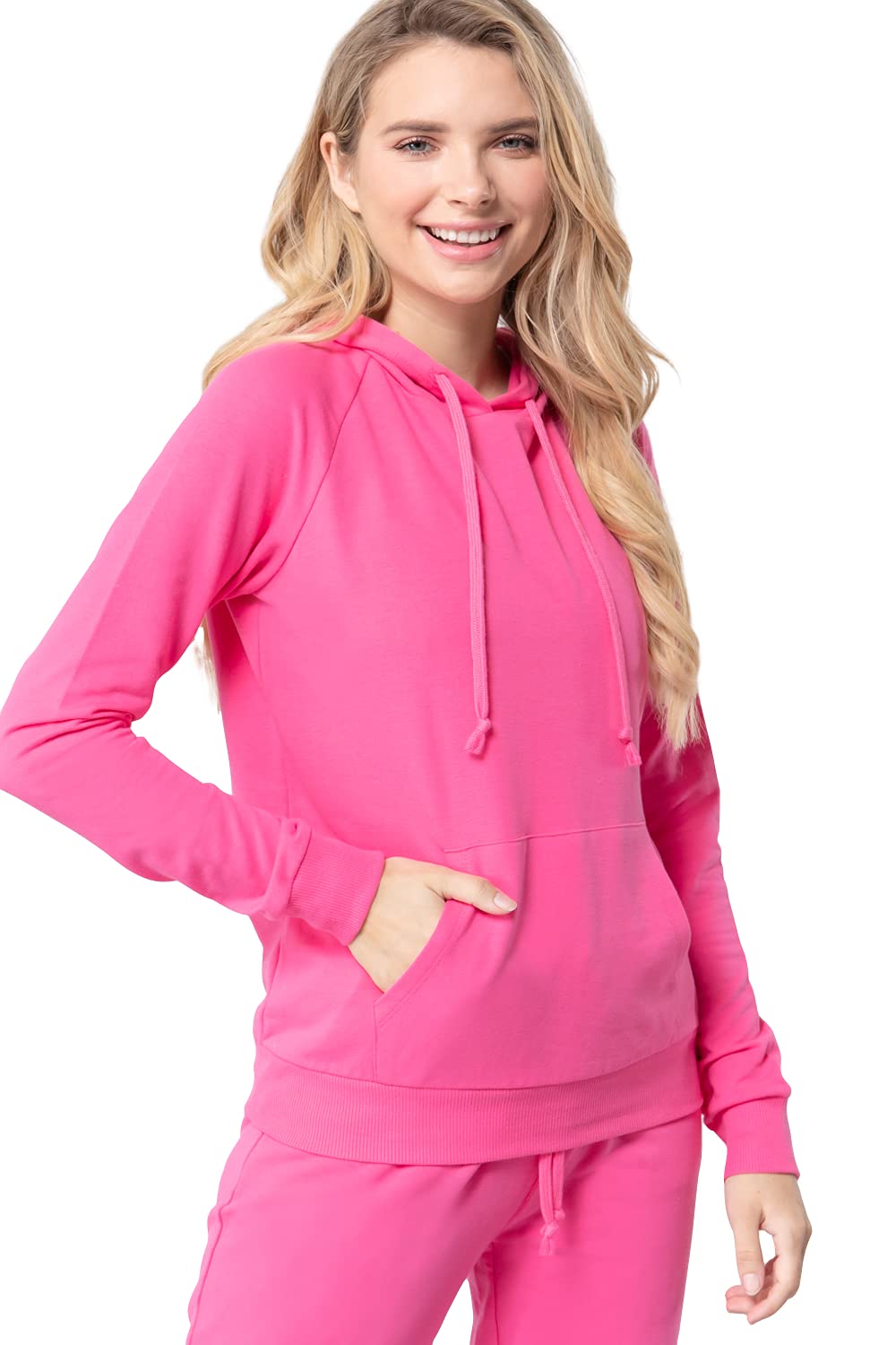 Khanomak Plain Casual Long Sleeve Pullover Drawstring Hoodie Kangaroo Front Pocket Sweatshirt
