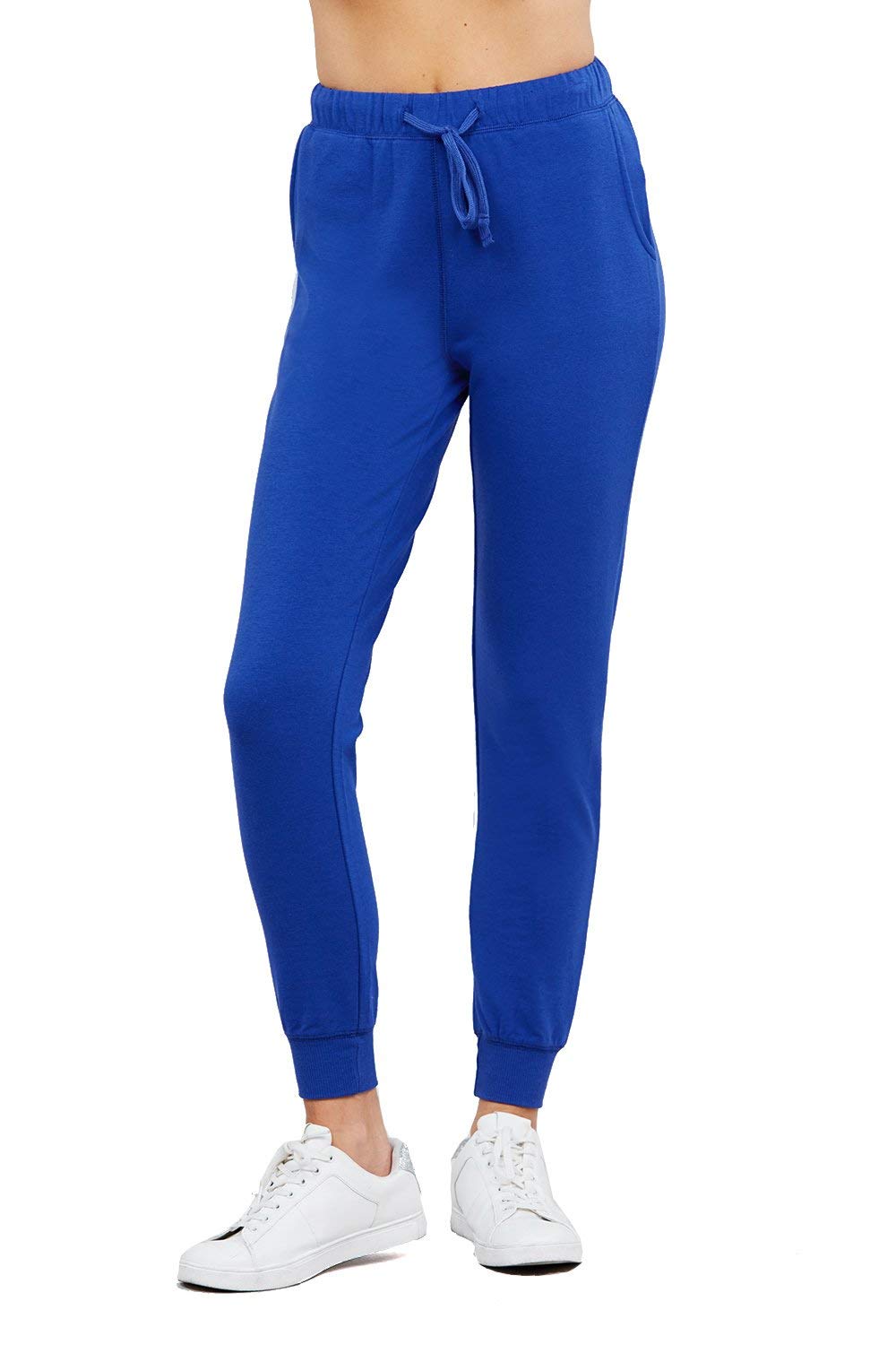 Khanomak Plain Long Drawstring Waist Front Pockets French Terry Joggers1